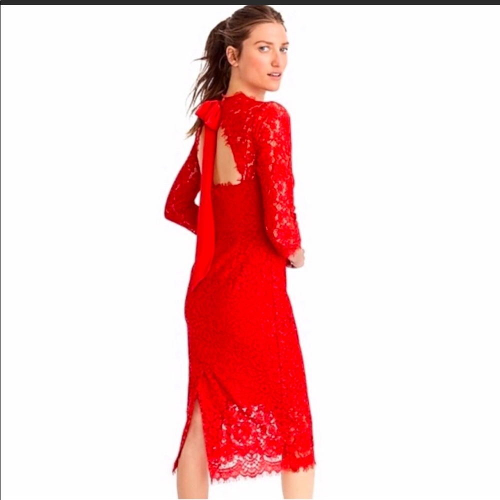 J.Crew Dress in Red Lace with Open Back